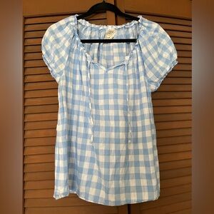 St. John's Bay Blue Checkered Top